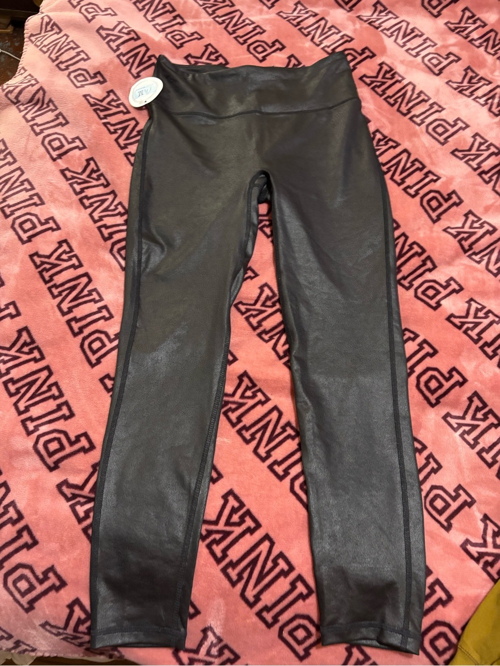Girls' Black Faux Leather-Look Leggings